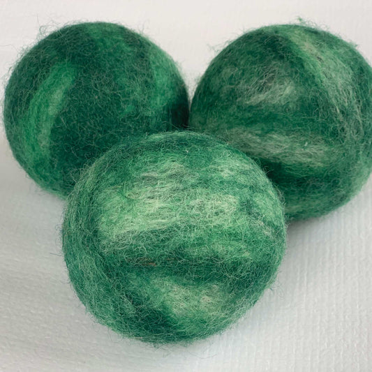 green wool dryer balls - made in NZ