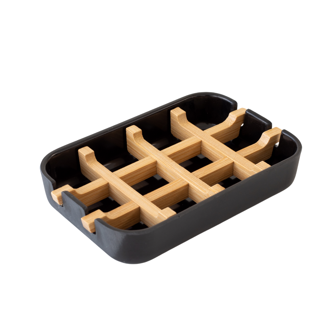 black bamboo soap dish