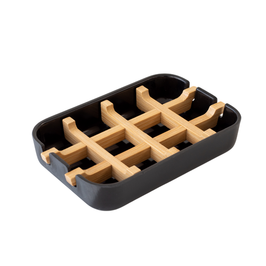 black bamboo soap dish